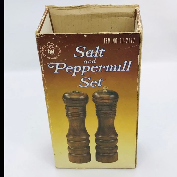 Vintage 1982 Himark Wooden Salt Shaker and Peppermill Set 7" Tall w/Box Taiwan - Picture 7 of 12